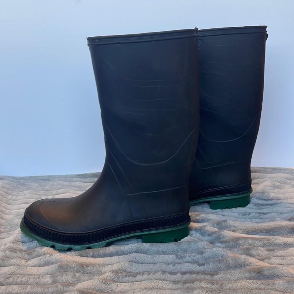 Black & Green Women's Waterproof Winter Rain Boots